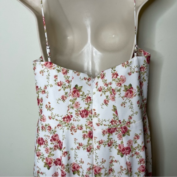 House of CB Corset Crepe Midi Sundress sz L+ XL in rose print - Picture 7 of 10